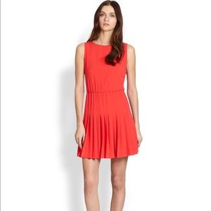 Alice + Olivia pleated fit and flare dress, bright red